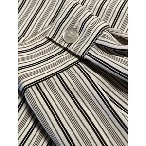 Vintage CHAUS Striped Black Button Front Shirt Blouse Top Women Size 12 Y2K